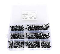Black Blind Rivet Kit 200pcs Aluminium Rivets Assortment 3.24.04.8mm for Manual Pneumatic Electric Rivet Guns
