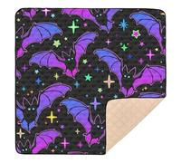Black Blue Bats Happy Halloween Soft Thick Baby Activity Play Mat for Indoor Outdoor Comfortable Baby Play Tummy Time Mat for Baby Toddler Infant, 50'' x 50''