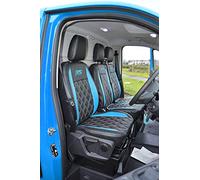 Black & Blue Custom Tailored Van Seat covers to Fit a Ford Transit Custom 2013-2019 With RS Logo
