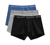 (Black-Blue-Grey, XL) Gant Mens Trunks 3 Pack Mixed Gant Repeat Logo Stretch Underwear Cotton Trunks