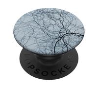 Black Blue Organic Roots - Abstract Generative Tree PopSockets Adhesive PopGrip