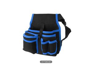 (Black Blue) Portable Tool Belt Pouch Adjustable Waist Tool Pouch Bag Multi-function Hardware Storage Pocket for Gardening Plumbing Woodwork