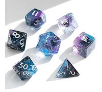 Black Blue Purple Resin Dice Set for DND - 7pc Polyhedral Set with Glitter - Stunning and Cool RPG Dice Compatible with Dungeons & Dragons, Pathfinder, and Other TTRPGs