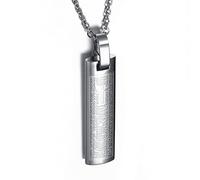 Black Blue Steel Color Men Women Steel Pendant Necklace Spanish Bible Lords Prayer Vintage Jewelry