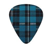 Black-Blue-Tartan 12 Pack Guitar Picks With 3 Thicknesses And Storage Box, Abs Plectrums For Electric Bass Guitar Players