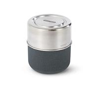 Black+Blum GR-LB-S015 Glass Bowl | Leakproof Meal Prep Lunch Box Food Container, Stainless Steel, Polypropylene with Wood Fibre and Silicone, 450 milliliters, Slate