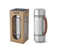 BLACK+BLUM - Insulated Explorer Flask Duo - Vacuum Insulated 304 Stainless Steel Flask with Leak Proof Lid, Nylon Carry Strap and two double-walled steel cups - Keeps Hot and Cold for 24 hours - 1L