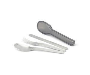 Black+Blum Nesting Cutlery Set | 3 Piece Stainless Steel Compact Travel Cutlery Set (Knife, Fork, and Spoon) Portable Tableware with Snap Shut Case, Silver