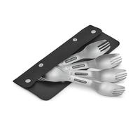 Black + Blum Reusable Stainless Steel Spork Set | Set of 4 | Carry Case | Spork Camping Utensils, Metal Spoon Fork Combination, Reusable, Easy Clean Carry Case, Lunches, Picnics, Travel & Outdoors