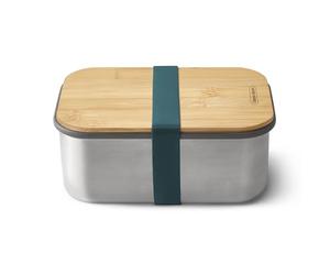 BLACK+BLUM - Sandwich Box - Ocean - Large, 1.25L - Stainless Steel, Plastic-Free Lunch box with Leak Proof, Lightweight, Multi-Purpose Bamboo Lid, Chopping and Serving Board
