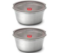 Black + Blum Set of 2 Steel Food Bowl Large 950ml - Grey & Red Black + Blum Grey