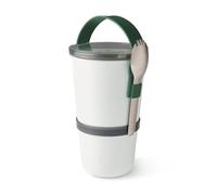 BLACK+BLUM - Stackable Lunch Pot - BPA-Free, Dual-Compartment, Leak Proof, Lightweight Lunch Box with Stainless Steel Spork - Microwave and Dishwasher Safe, Olive - 900ml
