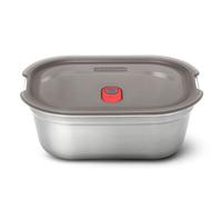 Black+Blum Steel Food Box | Microwavable Lunch Box | Grey/Red 1.2L