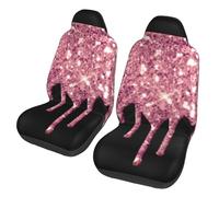 Black Blush Pink Dripping Glitter Sparkle Monogram Motors Front Seat Protective Breathable Seat Covers for Cars, Automotive Comfort & Protection for Most Cars, Van, Trucks, SUV