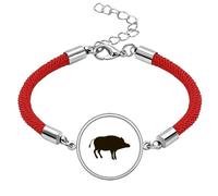 Black Boar Cute Animal Portrayal Lucky Red String Bracelet Rope Bracelet Handmade