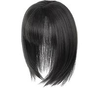 Black Bob Wig 10 Inch Natural Short Bob Wig Realistic Straight with Bangs Soft High Temperature Fiber for Women & Girls Cosplay Daily Party
