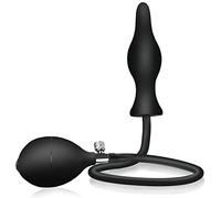 Black Body-Safe Silicone Inflatable Butt Plug Tapered 12.5in with Quick Release Valve, 1.5-5in Adjustable Width for Beginners