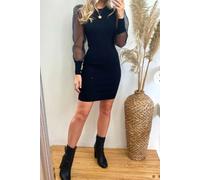 Black Bodycon Mini Dress with Organza Sleeves CY Black M/L