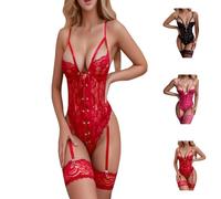 Black Bodysuit Women Valentine's Day Women's Rhinestone Fishnet Top Sexy Lingerie for Women Naughty Plus Size Black Wetlook Bodysuit Women Lingerie Set Women Sexy Push Up Bra Thong Set
