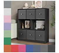 Urbn-Living Black, Pastel Green - Asymmetrical 8 Cube Bookcase Unit W/ 6 Drawer Inserts