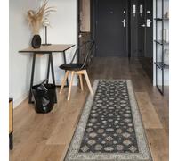 Black Bordered Floral Rug For Bedroom, & Living Room, 7mm Thick Stain-Resistant Traditional Rug - 160Cm X 230Cm