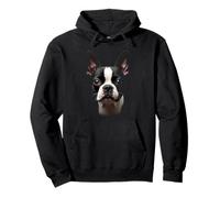 Black Boston Terrier Dog Bostie Face Pullover Hoodie