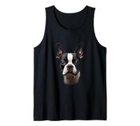 Black Boston Terrier Dog Bostie Face Tank Top