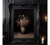 Black Botanical Pictures Dried Flower Poster Still Life Flowers Wall Art Dark Academia Artwork Gothic Victorian Painting Vintage Rustic Autumn Prints Dark Cottagecore Pictures Moody Plant Art Unframed