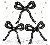 Black Bow Balloons for Bow Party Decorations, 3pcs Giant Black Coquette Mylar Foil Balloon for Coquette Birthday Decorations Bridal Baby Shower Wedding Bachelorette RIP to My 20s Decor Supplies