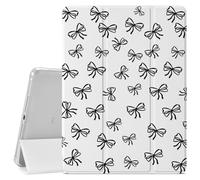 Black Bow Case for iPad Air 13-inch (M2) 2024,Girly Protective Case,Pencil Holder & Clear Transparent Soft TPU Back & Trifold Smart Tablet White Cover (Model Number:A2898/A2899/A2900)