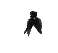 Black Bow Hair Tie Double Layer Cloth with Buckle for Everyday Wear | Pure Colour Design, Chic Look, Holds Hair in Place, Suitable for Colleagues and Girl Friend