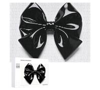 Black Bow Jigsaw Puzzle 500 PCS Challenging Fun Puzzles Wooden Jigsaw Puzzles for Adults Families