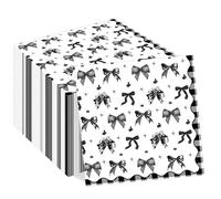 Black Bow Paper Napkin, 100PCS Bow Coquette Themed Napkins Disposable Dinner Luncheon,Black Bows Party Supplies Birthday Decorations for Bachelorette Wedding,Baby Shower,Birthday, 6.5" x 6.5"