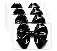 Black Bow Placemats Set 30x45cm*4 Heat Resistant Washable Placemat Waterproof Table Placemats Non-Slip Wipeable Tables Mat Kitchen Place Mats for Dining Party Home Decor