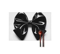Black Bow Placemats Set of 4-18 X 12 Inch Canvas Table Mats for Dining Table, Washable & Heat Resistant Place Mats for Kitchen, Office, Party Wedding Decor