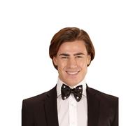 Black bow tie with sequins and flashing LEDs for adults