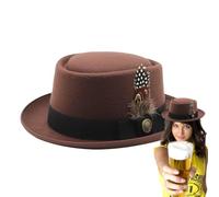 Black Bowler Hat | Oktoberfest Hats For Men | Oktoberfest Costume Accessories With Feathers, Emblems Multi-Purpose For Adults For Human Beings