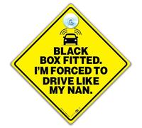 Black Box Fitted I'm Forced to Drive Like My Nan Car Sign, Black Box Car Sticker Sign 14 cm