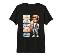 Black Boy Positive Affirmations I m Loved Smart Kind Brave Premium T-Shirt