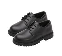 Black Boys Black Classic School Shoes Faux Leather Hook and Loop Strap Easy to Clean Thick Soft Cushioned Shoes Everyday Wear Footwear Hiking UK Size 13.5