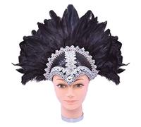 Bristol Novelty BA072 Braiding Feather Helmet | For Women | Black Plume, One Size