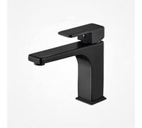 Black Brass Bathroom Sink Vanity Faucet 1 Hole Hot and Cold Water Mixer for Washbasin Modern Black Finish