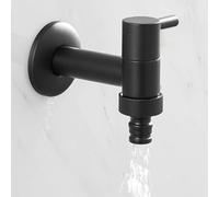 Black Brass Bibcock Faucet - Single Cold Tap for Outdoor Garden Toilet and Pool - Durable Mur Wash Robelet - Ideal for Efficient Water Control 45689