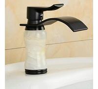 Black Brass Deck Mounted Single Handle Single Hole Basin Mixer Taps White Marble Stone Bathroom Hot and Cold Water Faucet