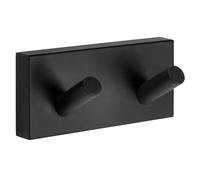 Black Brass Double Towel Hook Wall Mounted Bathroom Storage Organiser Smedbo UK Black One Size