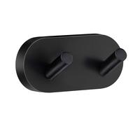 Black Brass Double Towel Hook Wall Mounted Bathroom Storage Organiser Smedbo UK Black One Size