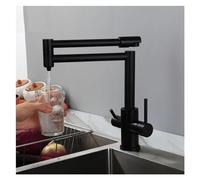 Black Brass Foldable Kitchen Faucet with 3 Way Mixer Modern Hot & Cold Water Filter 916 Size Black Hose Sleek Design for Contemporary Kitchens