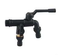 Black Brass Garden Hose Faucet, Antifreeze Dual Outlet Faucet, Corrosion-Resistant, Withstand Outdoor Weather, Connection Secure and Leak-Free(Double Headed)