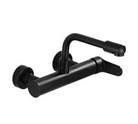 Black Brass Kitchen Faucet, Wall-Mounted, 24cm Swivel Tap for Hot and Cold Water, Stylish Modern Design for Sink, and Easy to Install