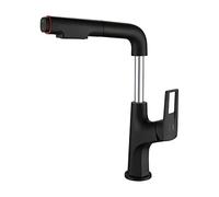 Black Brass Pull-Out Spray Faucet, Dual Mode Bathroom Sink Tap, Single Hole Hot & Cold Mixer, Stylish Basin Mixer for Modern Bathrooms